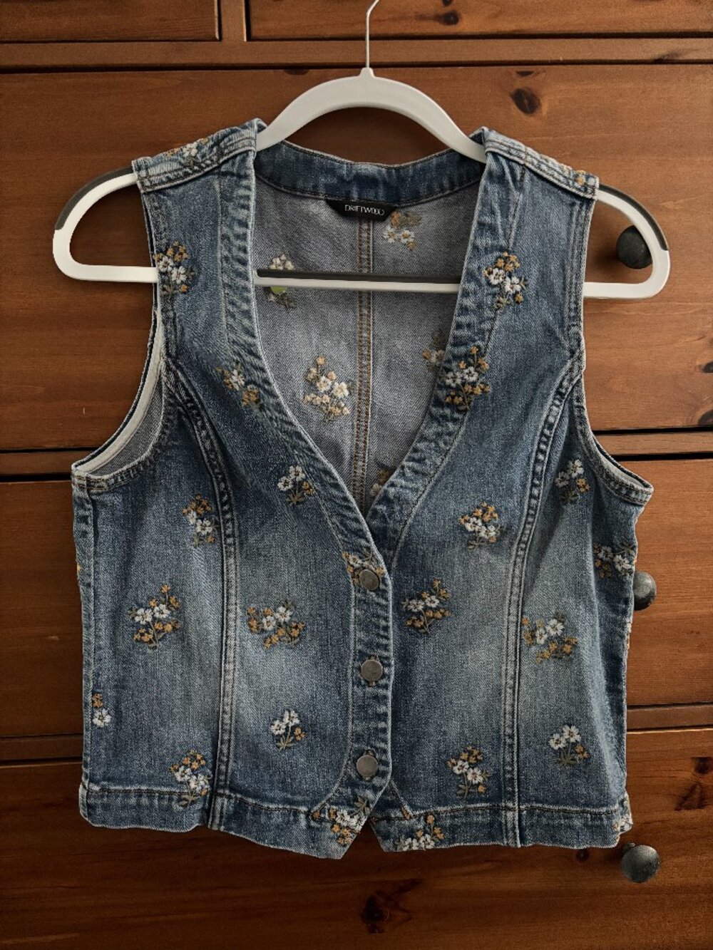 Embroidered Denim Vest